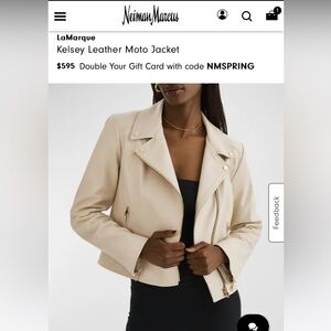 LaMarque LTH JKT leather jacket-Size L, Color Ivory/tan, soft pebble leather